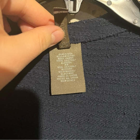 XCVI Sweater Womens XL Navy Zip Up Hoodie Lagenlook Terry Pockets Handkerchief - Picture 5 of 9